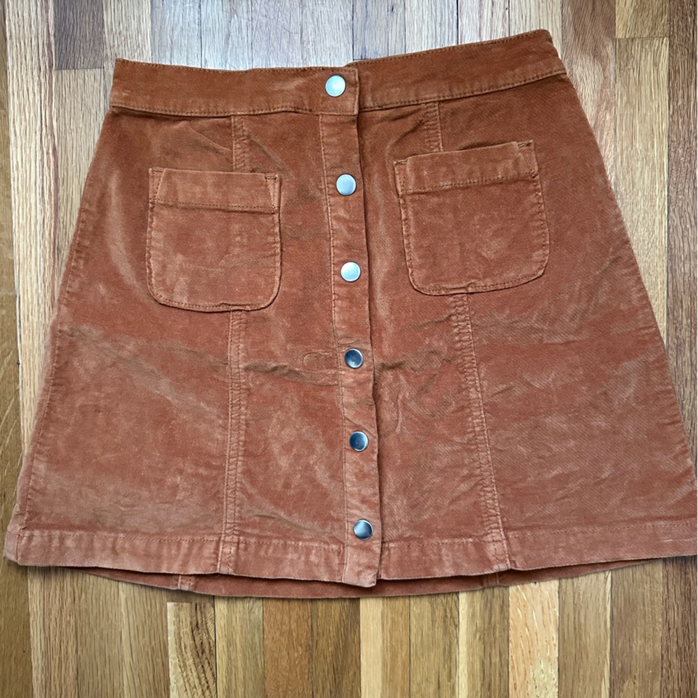 Urban Outfitters Brown Velveteen Snap Mini Skirt